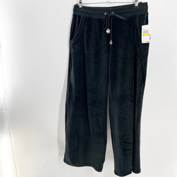 Michael Kors Womens Pants Black Velvet Wide Leg - Picture 1 of 8